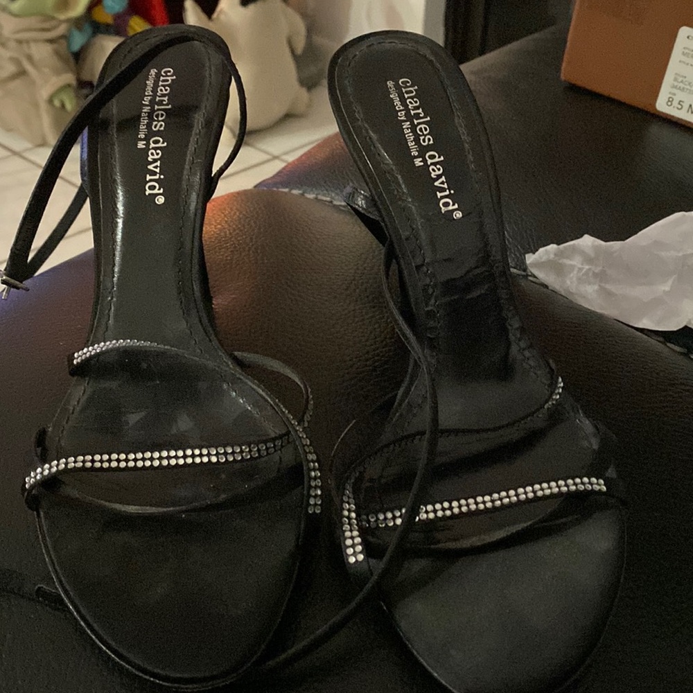 Charles David 4” Rhinestone Stappy Heel